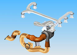 Rendered image of the turbo system from the rear right.