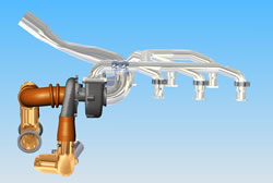 Rendered image of the turbo system from the left.